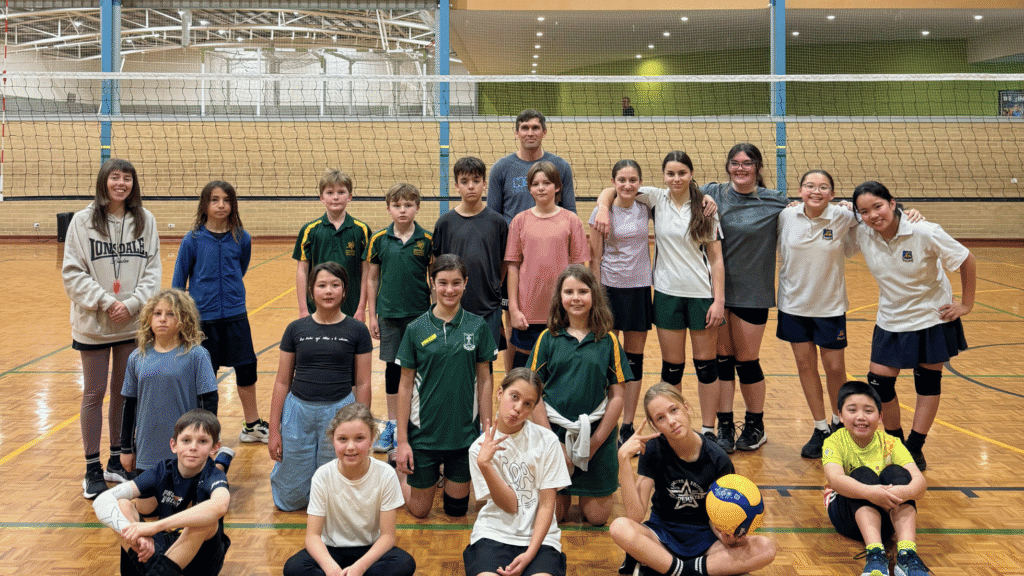 Group photo of players at an Ace Volleyball Academy event in Perth